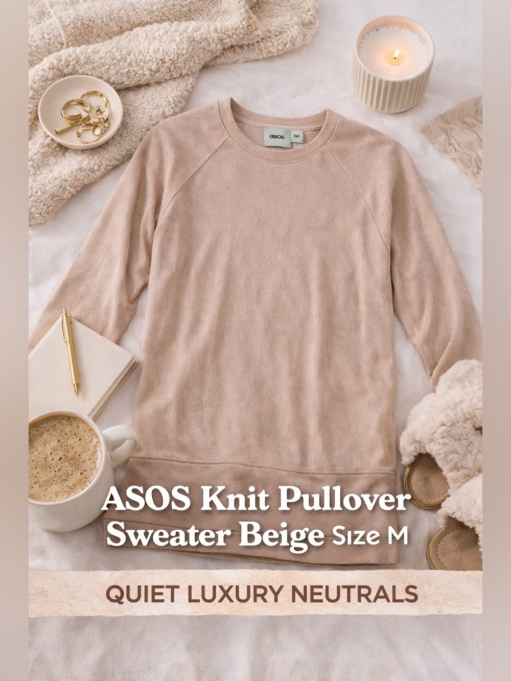 ASOS Knit Pullover Sweater Beige Size M